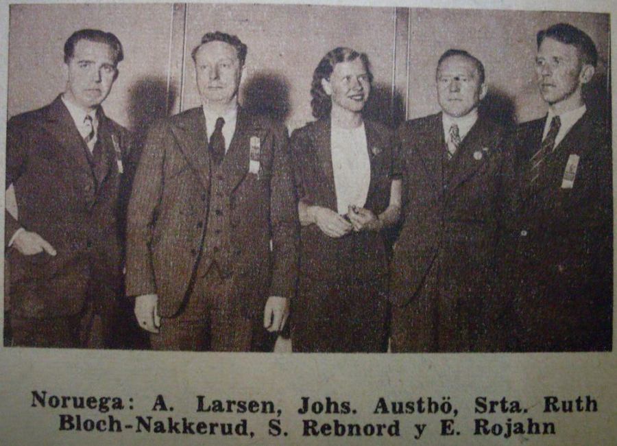 Noruega: A. Larsen, Johannes Austb, Ruth Bloch-Nakkerud, Sverre Rebnord, Ernst Rojahn